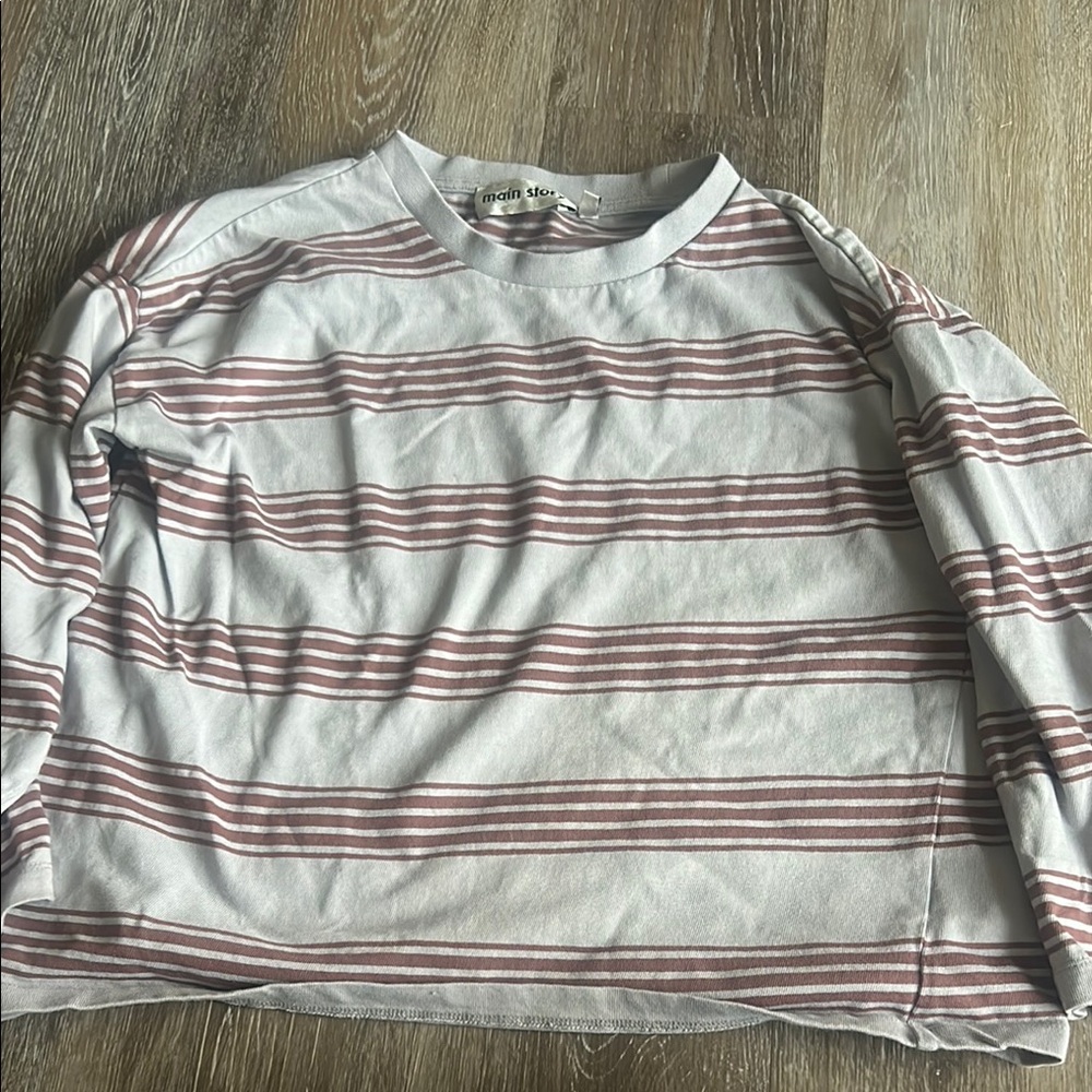 Kids Striped Long Sleeve Shirt - White and Pink